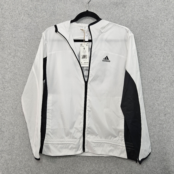 ADIDAS Women's Aeroready White and Black Windbreaker Running Jacket Size Small - Picture 1 of 12